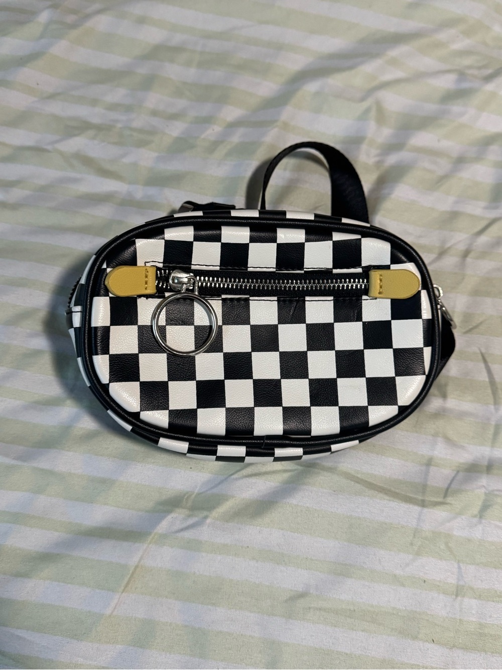 Like Dreams Checkered Fanny Pack(black/white/with yellow)